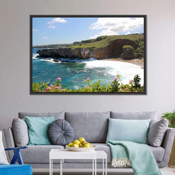 Jeffrey Beach In Saipan Canvas Wall Art-3 Horizontal-Gallery Wrap-25" x 16"-Tiaracle