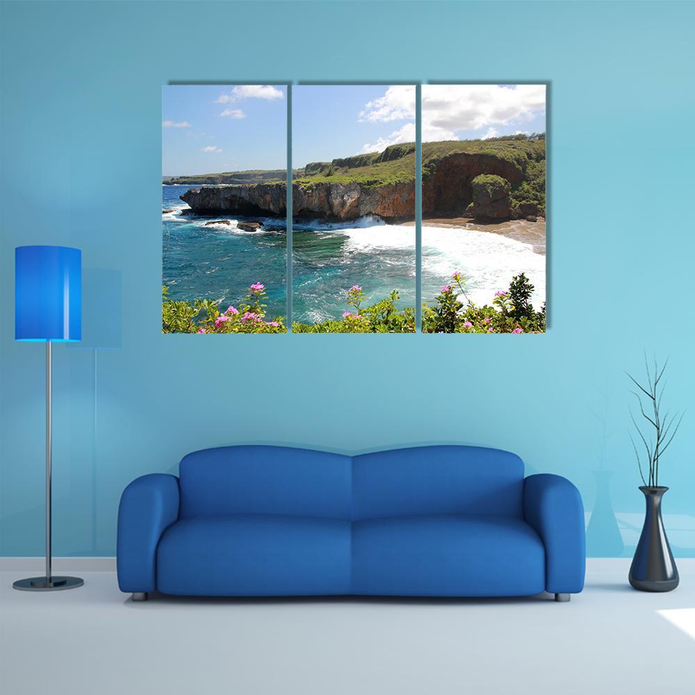 Jeffrey Beach In Saipan Canvas Wall Art-3 Horizontal-Gallery Wrap-37" x 24"-Tiaracle