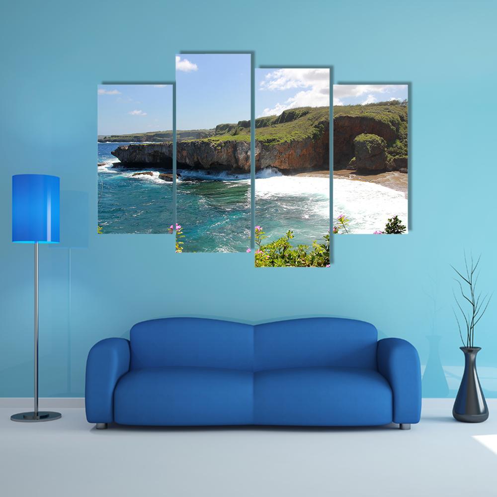 Jeffrey Beach In Saipan Canvas Wall Art-4 Pop-Gallery Wrap-50" x 32"-Tiaracle