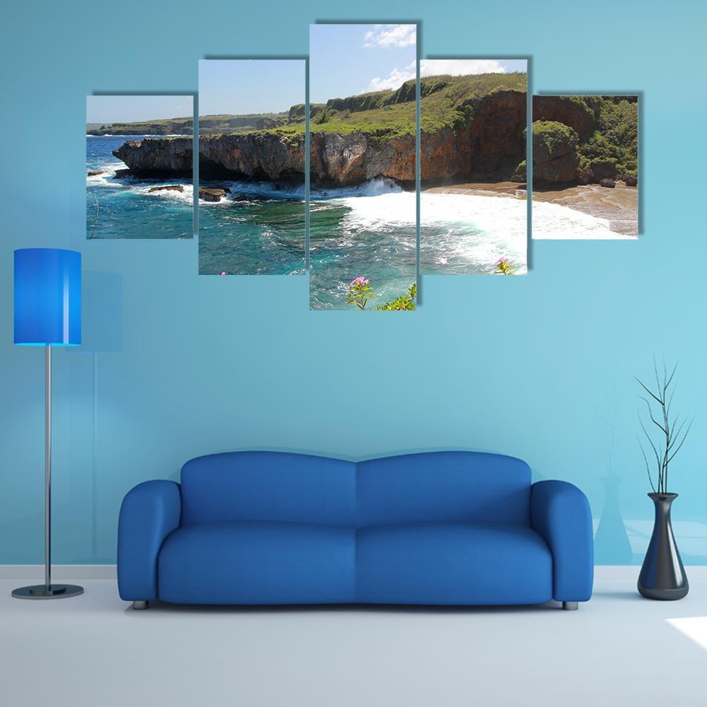 Jeffrey Beach In Saipan Canvas Wall Art-5 Star-Gallery Wrap-62" x 32"-Tiaracle