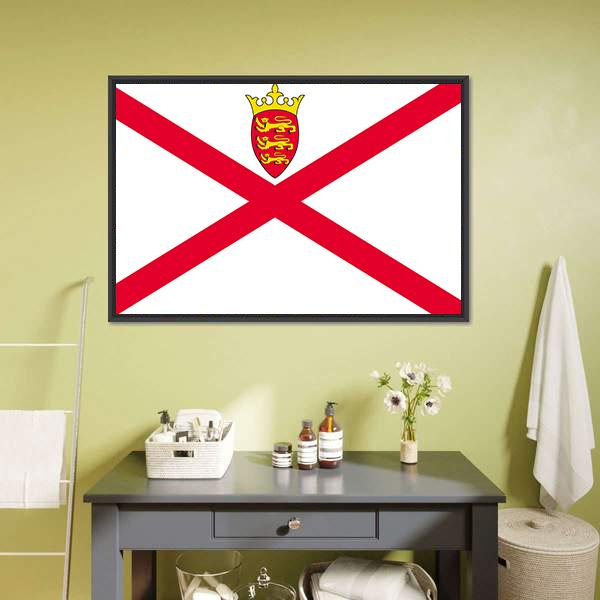 Jersey Flag Canvas Wall Art-1 Piece-Floating Frame-24" x 16"-Tiaracle
