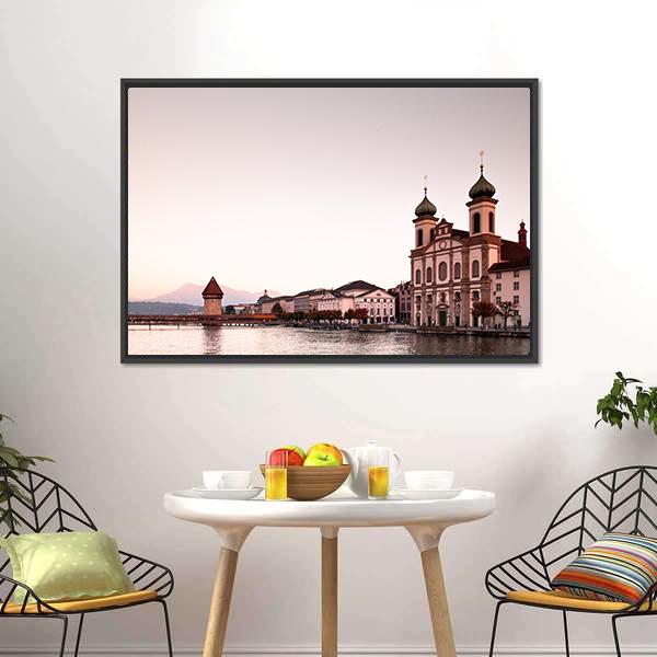 Jesuit Church Lucerne Canvas Wall Art-3 Horizontal-Gallery Wrap-25" x 16"-Tiaracle