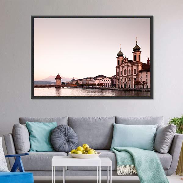 Jesuit Church Lucerne Canvas Wall Art-3 Horizontal-Gallery Wrap-25" x 16"-Tiaracle