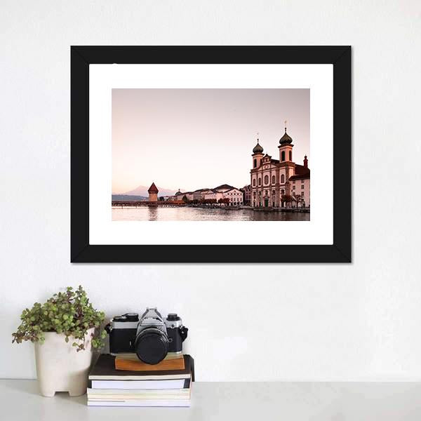 Jesuit Church Lucerne Canvas Wall Art-1 Piece-Framed Print-20" x 16"-Tiaracle