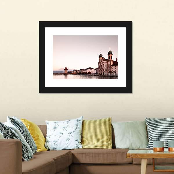 Jesuit Church Lucerne Canvas Wall Art-3 Horizontal-Gallery Wrap-25" x 16"-Tiaracle