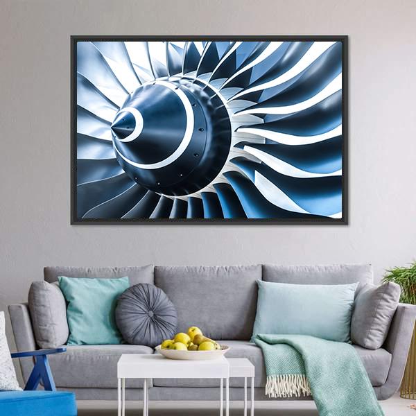 Jet Engine Blades Closeup Canvas Wall Art-1 Piece-Floating Frame-24" x 16"-Tiaracle