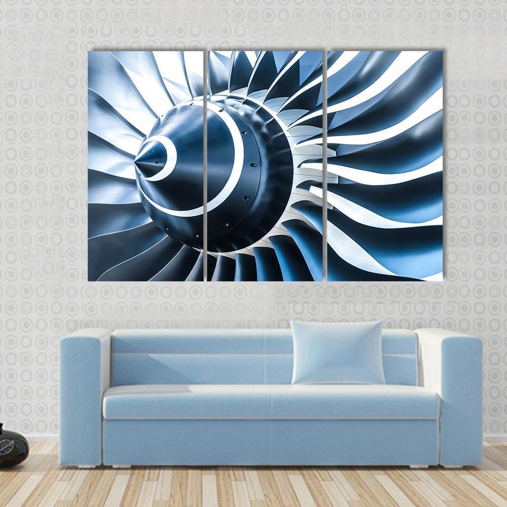 Jet Engine Blades Closeup Canvas Wall Art-3 Horizontal-Gallery Wrap-37" x 24"-Tiaracle