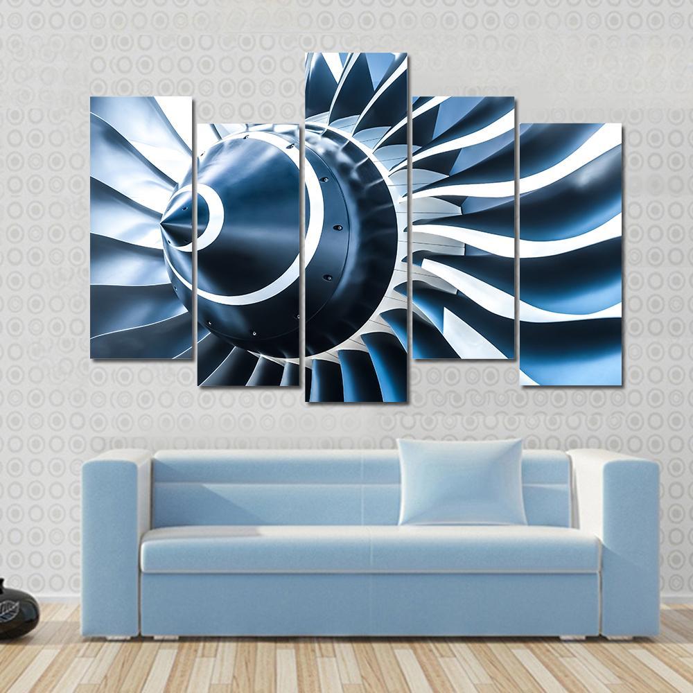 Jet Engine Blades Closeup Canvas Wall Art-5 Pop-Gallery Wrap-47" x 32"-Tiaracle