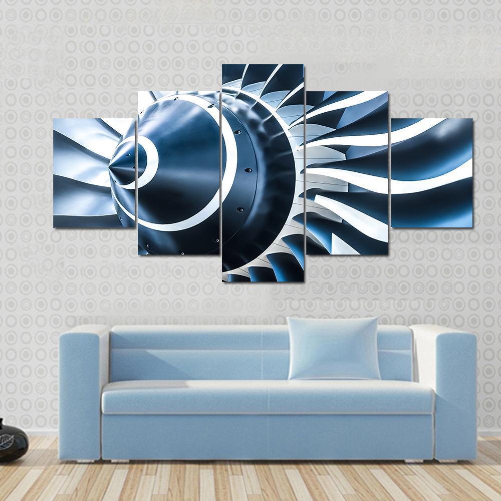 Jet Engine Blades Closeup Canvas Wall Art-5 Star-Gallery Wrap-62" x 32"-Tiaracle