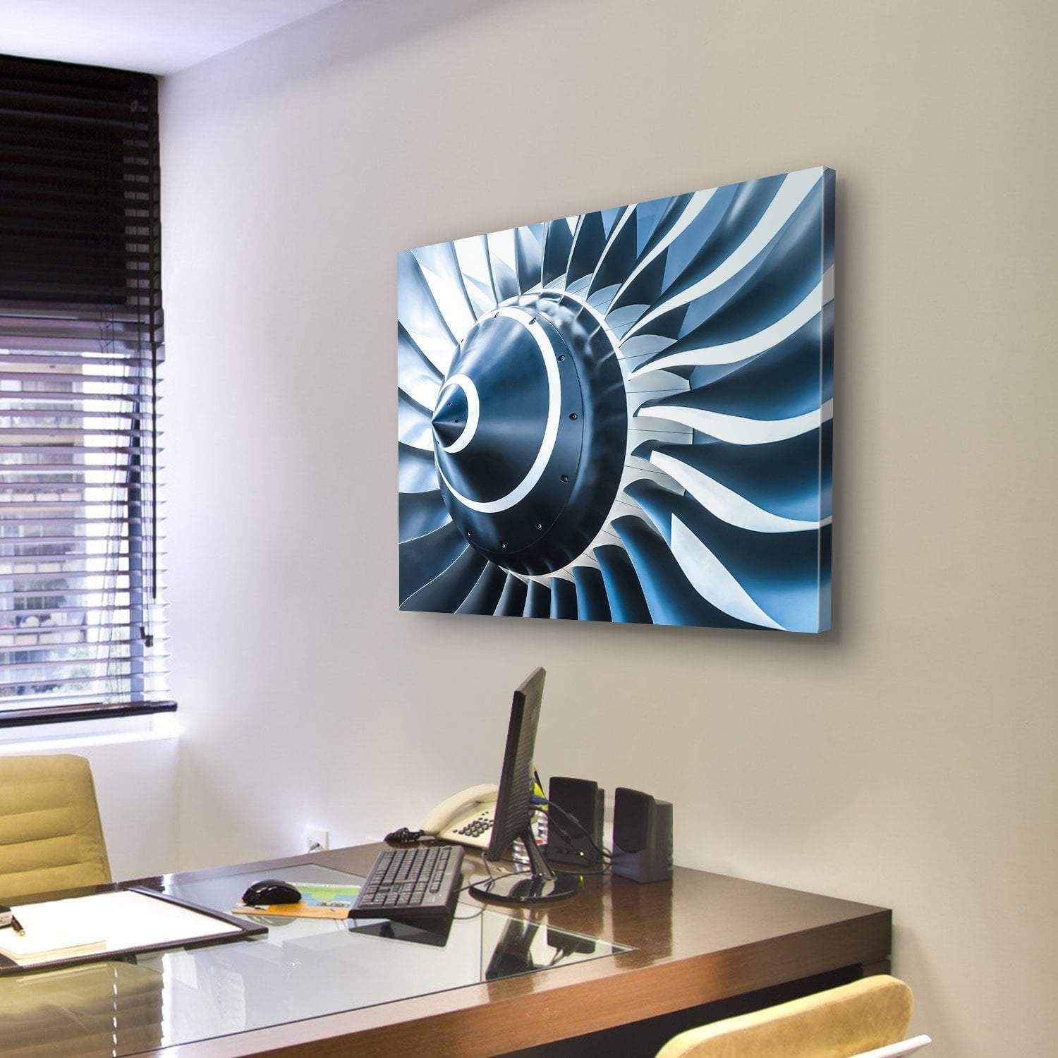 Jet Engine Blades Closeup Canvas Wall Art-4 Pop-Gallery Wrap-50" x 32"-Tiaracle