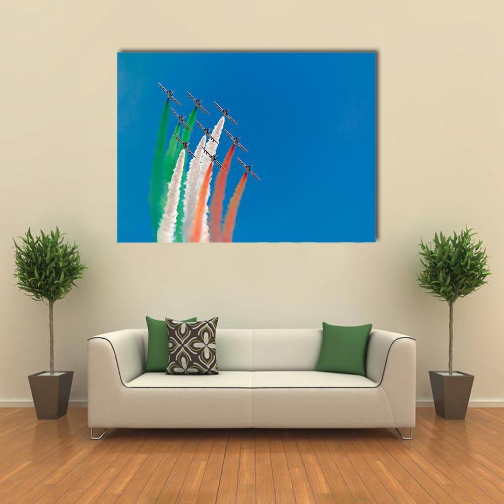 Jets Making Indian Flag Canvas Wall Art-1 Piece-Gallery Wrap-36" x 24"-Tiaracle