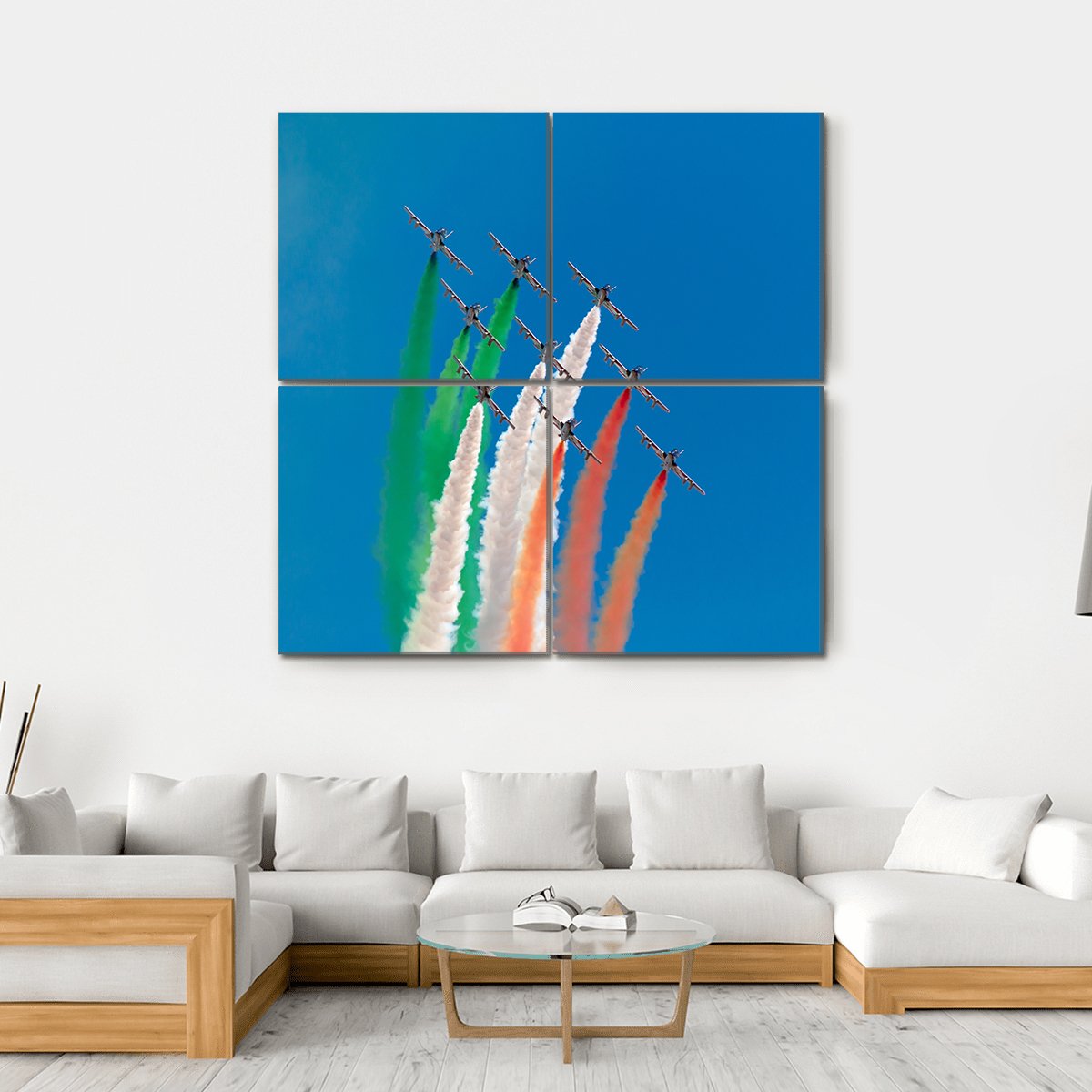 Jets Making Indian Flag Canvas Wall Art-4 Square-Gallery Wrap-17" x 17"-Tiaracle