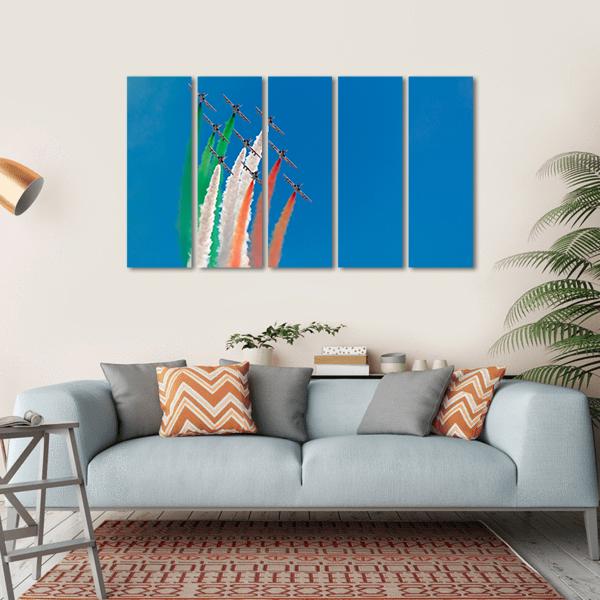 Jets Making Indian Flag Canvas Wall Art-5 Horizontal-Gallery Wrap-22" x 12"-Tiaracle