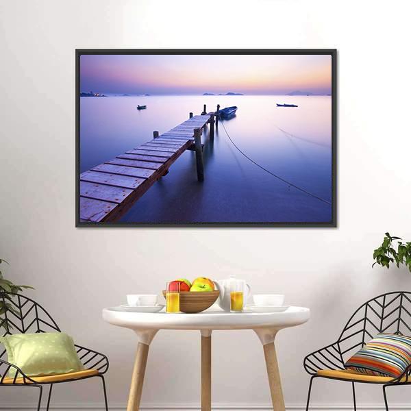 Jetty Along The Coast Canvas Wall Art-3 Horizontal-Gallery Wrap-25" x 16"-Tiaracle