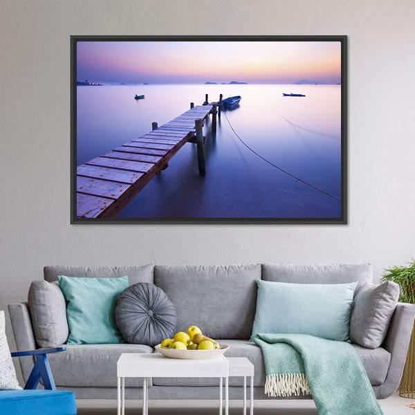 Jetty Along The Coast Canvas Wall Art-5 Horizontal-Gallery Wrap-22" x 12"-Tiaracle