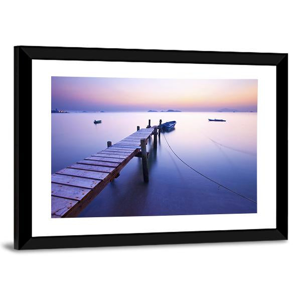 Jetty Along The Coast Canvas Wall Art-3 Horizontal-Gallery Wrap-25" x 16"-Tiaracle