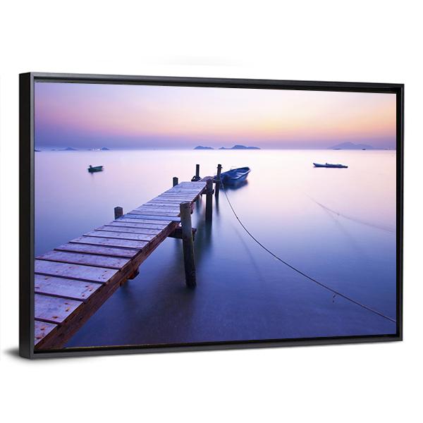 Jetty Along The Coast Canvas Wall Art-5 Horizontal-Gallery Wrap-22" x 12"-Tiaracle