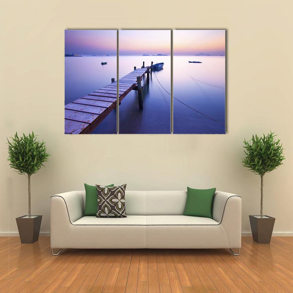 Jetty Along The Coast Canvas Wall Art-3 Horizontal-Gallery Wrap-37" x 24"-Tiaracle