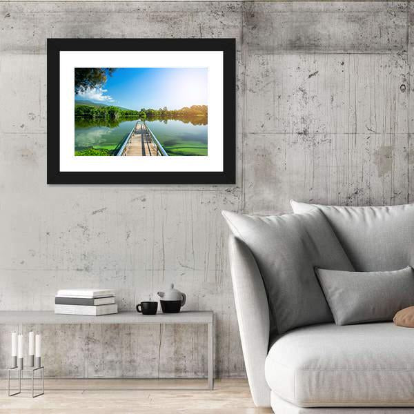 Jetty On Green Lake Canvas Wall Art-3 Horizontal-Gallery Wrap-25" x 16"-Tiaracle