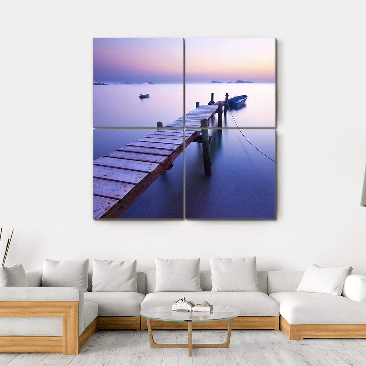 Jetty Along The Coast Canvas Wall Art-4 Square-Gallery Wrap-17" x 17"-Tiaracle