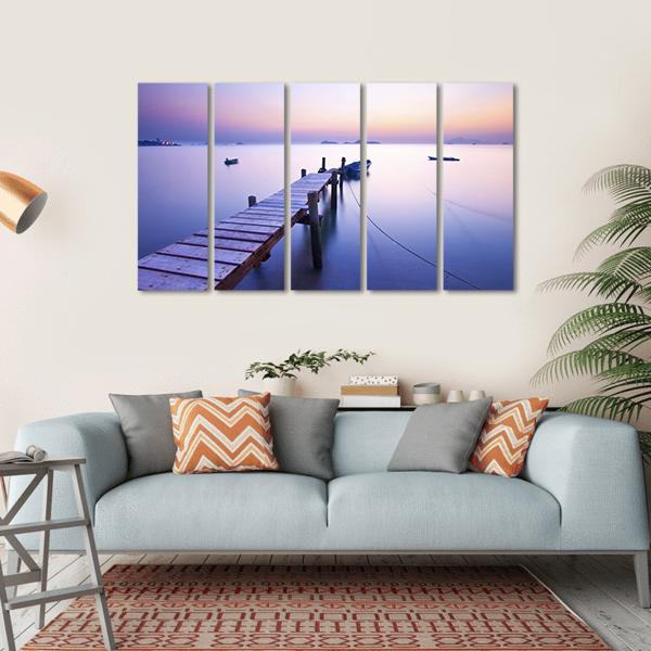 Jetty Along The Coast Canvas Wall Art-5 Horizontal-Gallery Wrap-22" x 12"-Tiaracle