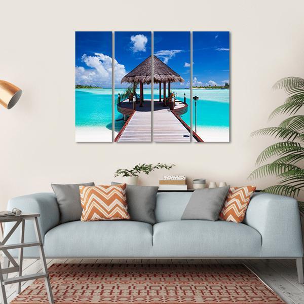 Jetty With Ocean View Canvas Wall Art-4 Horizontal-Gallery Wrap-34" x 24"-Tiaracle