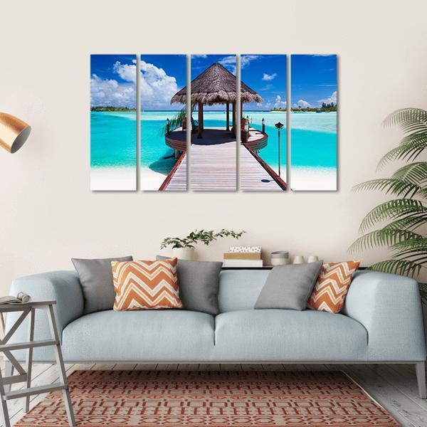 Jetty With Ocean View Canvas Wall Art-5 Horizontal-Gallery Wrap-22&quot; x 12&quot;-Tiaracle