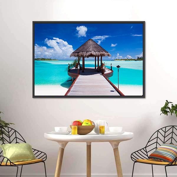 Jetty With Ocean View Canvas Wall Art-5 Horizontal-Gallery Wrap-22" x 12"-Tiaracle