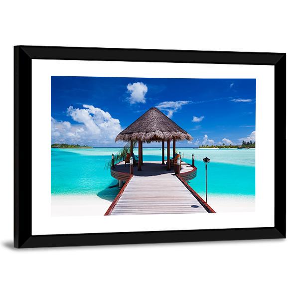 Jetty With Ocean View Canvas Wall Art-5 Horizontal-Gallery Wrap-22" x 12"-Tiaracle