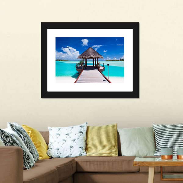 Jetty With Ocean View Canvas Wall Art-3 Horizontal-Gallery Wrap-25" x 16"-Tiaracle
