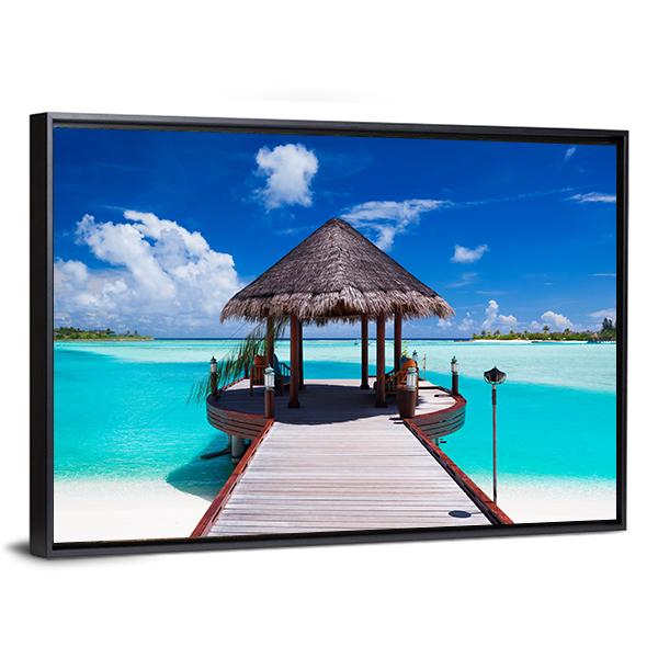 Jetty With Ocean View Canvas Wall Art-5 Horizontal-Gallery Wrap-22" x 12"-Tiaracle
