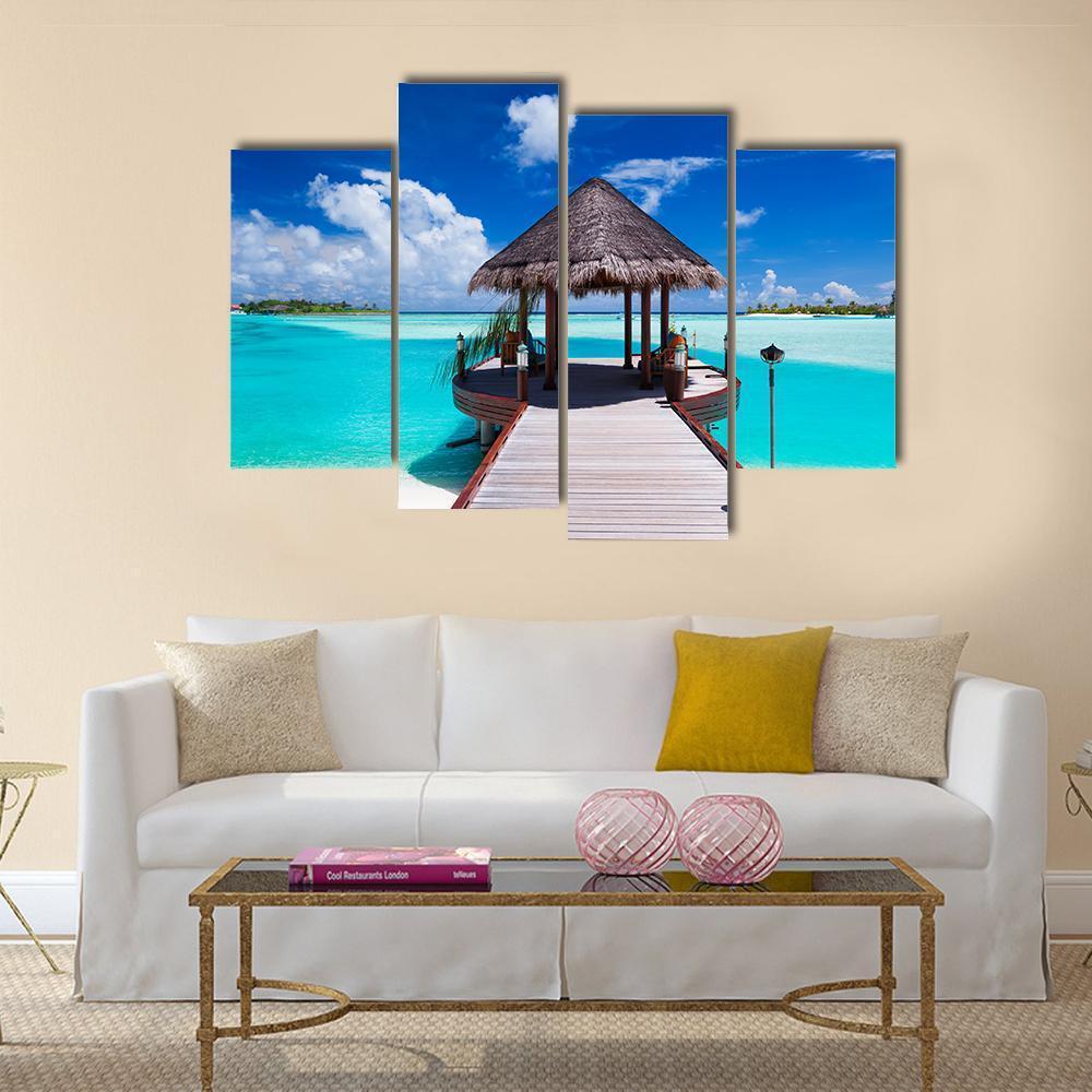 Jetty With Ocean View Canvas Wall Art-4 Pop-Gallery Wrap-50&quot; x 32&quot;-Tiaracle