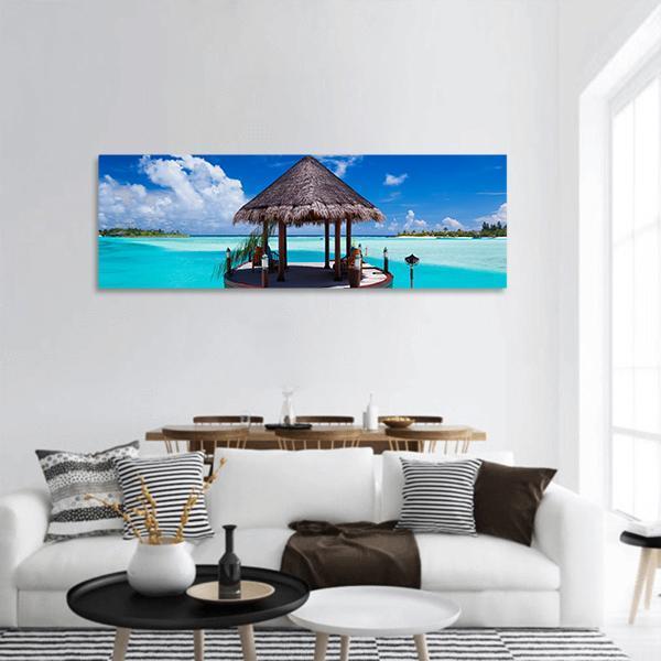 Jetty With Ocean View Panoramic Canvas Wall Art-3 Piece-25" x 08"-Tiaracle