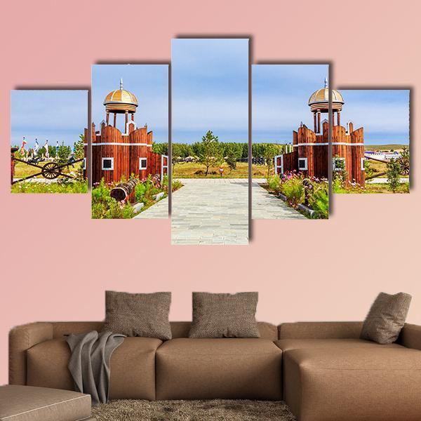 Jingbei Grassland Khan Palace Canvas Wall Art-5 Star-Gallery Wrap-62" x 32"-Tiaracle