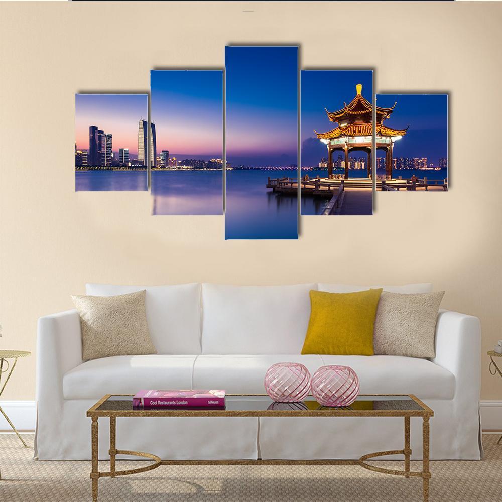 Jinji Lake China Canvas Wall Art-5 Star-Gallery Wrap-62" x 32"-Tiaracle