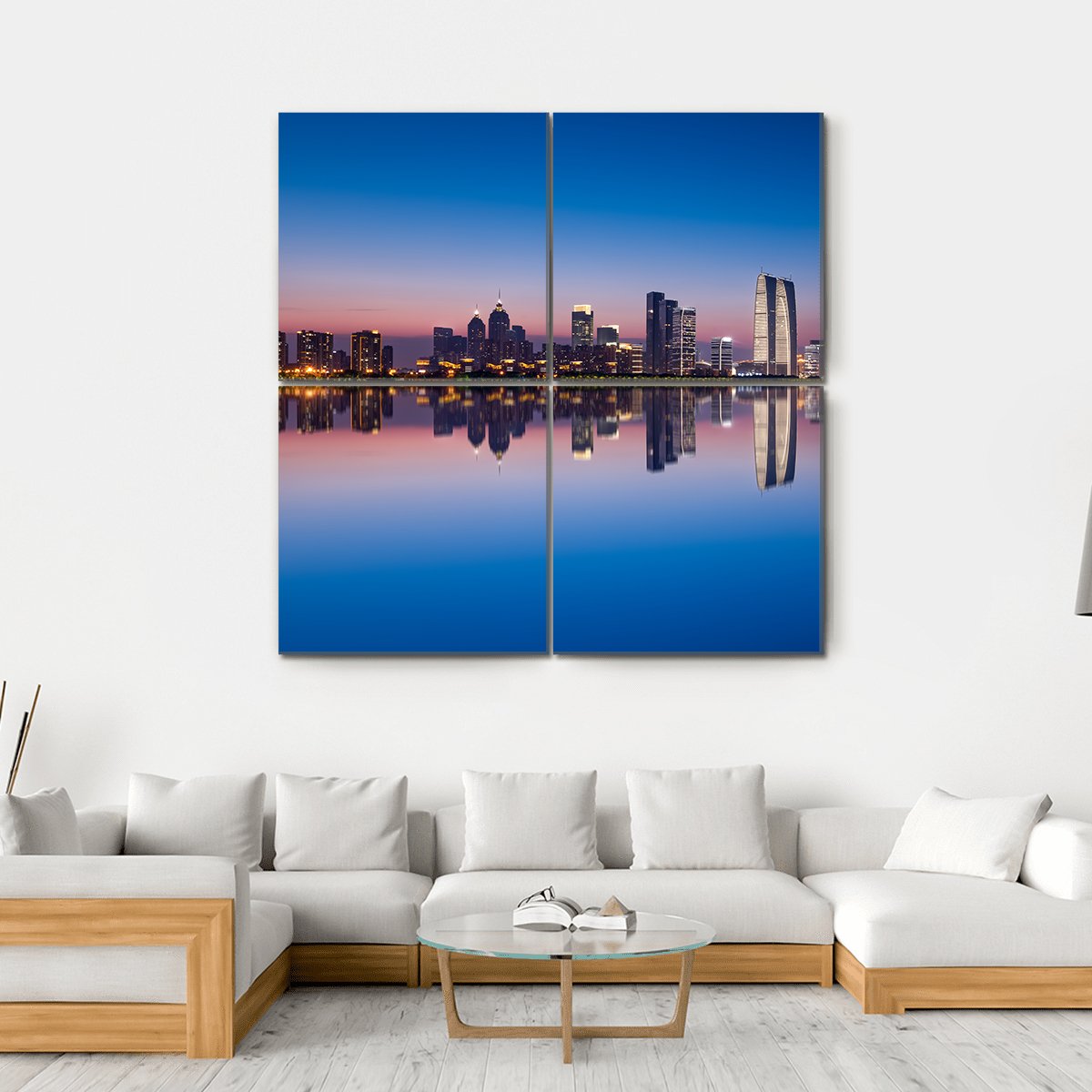 Jinji Lake In Suzhou City Canvas Wall Art-4 Square-Gallery Wrap-17" x 17"-Tiaracle