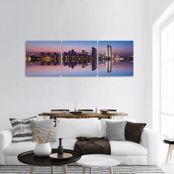 Jinji Lake In Suzhou City Panoramic Canvas Wall Art-3 Piece-25" x 08"-Tiaracle