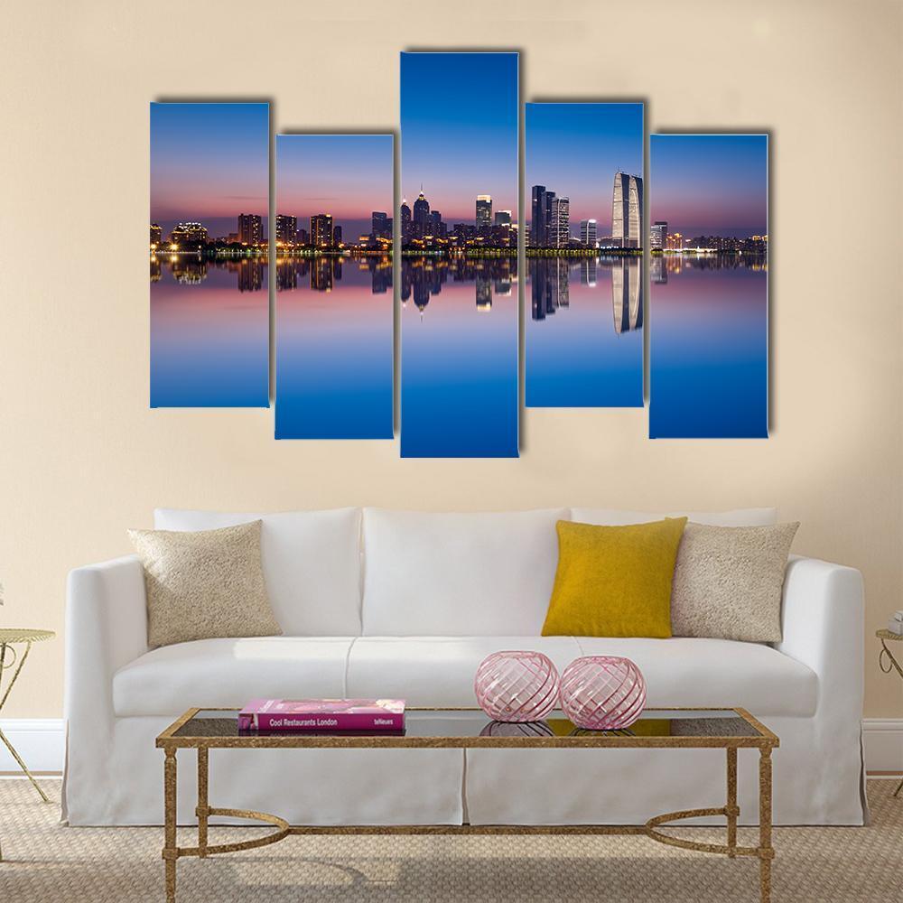 Jinji Lake In Suzhou City Canvas Wall Art-5 Pop-Gallery Wrap-47" x 32"-Tiaracle