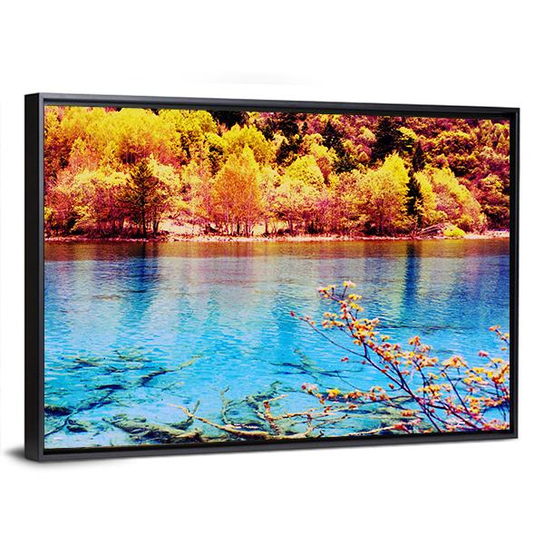 Jiuzhaigou Scenery Canvas Wall Art-3 Horizontal-Gallery Wrap-25" x 16"-Tiaracle