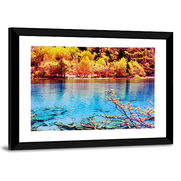 Jiuzhaigou Scenery Canvas Wall Art-5 Horizontal-Gallery Wrap-22" x 12"-Tiaracle