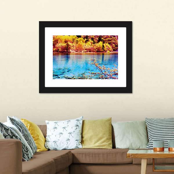 Jiuzhaigou Scenery Canvas Wall Art-3 Horizontal-Gallery Wrap-25" x 16"-Tiaracle