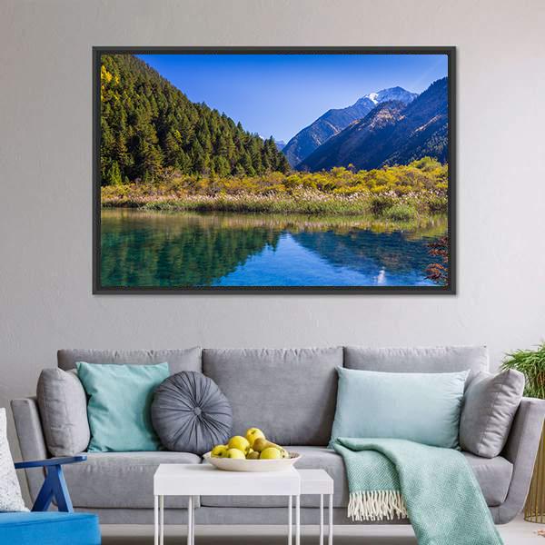 Jiuzhaigou Valley Scenic Canvas Wall Art-3 Horizontal-Gallery Wrap-25" x 16"-Tiaracle