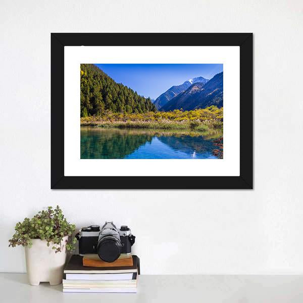 Jiuzhaigou Valley Scenic Canvas Wall Art-1 Piece-Framed Print-20" x 16"-Tiaracle