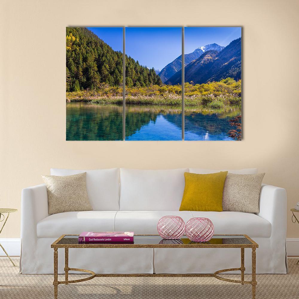 Jiuzhaigou Valley Scenic Canvas Wall Art-3 Horizontal-Gallery Wrap-37" x 24"-Tiaracle