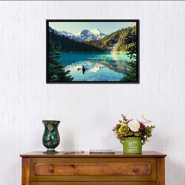 Joffre Lake In Canada Canvas Wall Art-1 Piece-Floating Frame-24" x 16"-Tiaracle