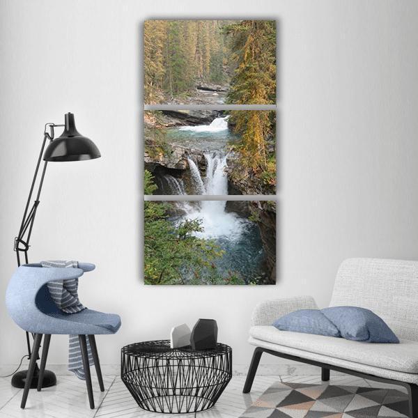 Waterfall In Alberta Canada Vertical Canvas Wall Art-3 Vertical-Gallery Wrap-12" x 25"-Tiaracle