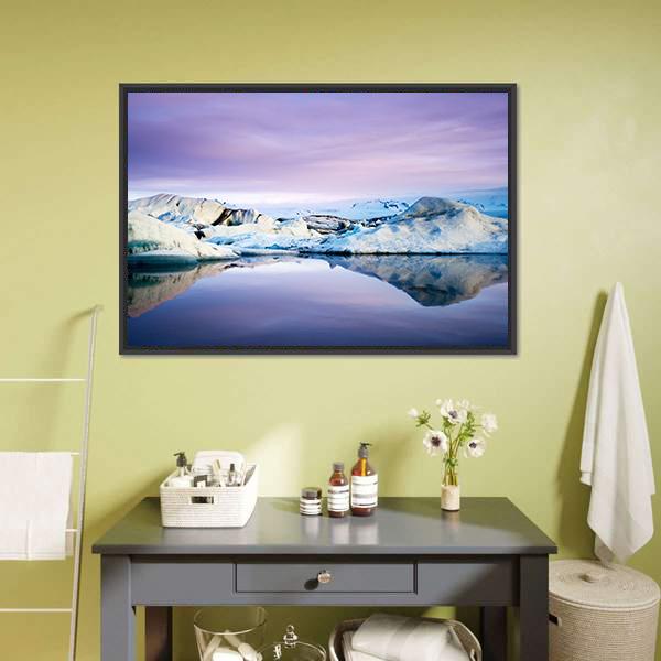 Jokulsarlon Glacier Lagoon Canvas Wall Art-1 Piece-Floating Frame-24" x 16"-Tiaracle