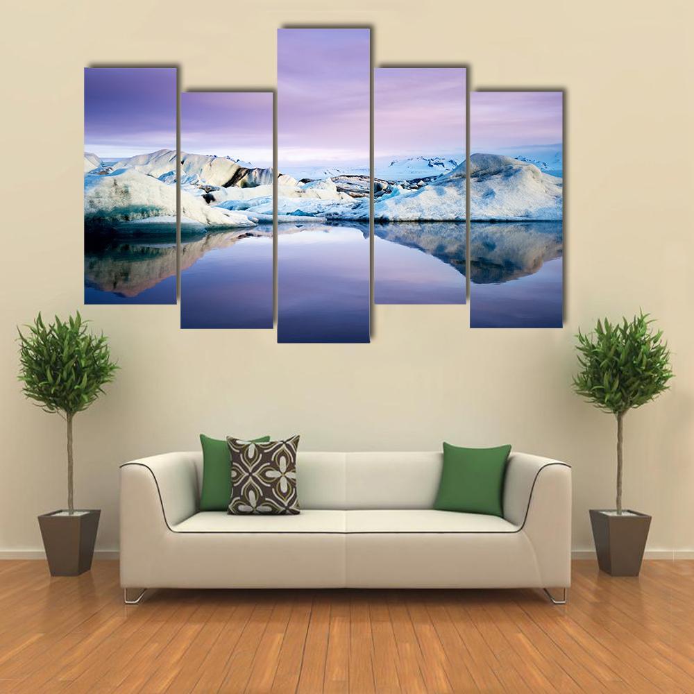 Jokulsarlon Glacier Lagoon Canvas Wall Art-5 Pop-Gallery Wrap-47" x 32"-Tiaracle