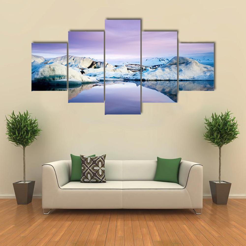 Jokulsarlon Glacier Lagoon Canvas Wall Art-5 Star-Gallery Wrap-62" x 32"-Tiaracle