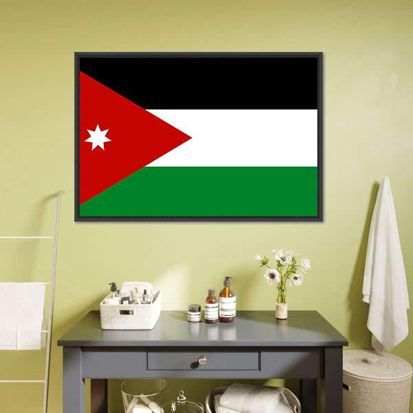 Jordan Flag Canvas Wall Art-1 Piece-Floating Frame-24" x 16"-Tiaracle
